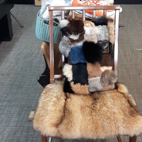 Handmade Genuine Vintage Real Fur Patchwork Pillow - Picture 6 of 12